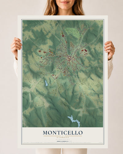 Monticello, Georgia map print, 24" x 36" Archival Matte Print mockup