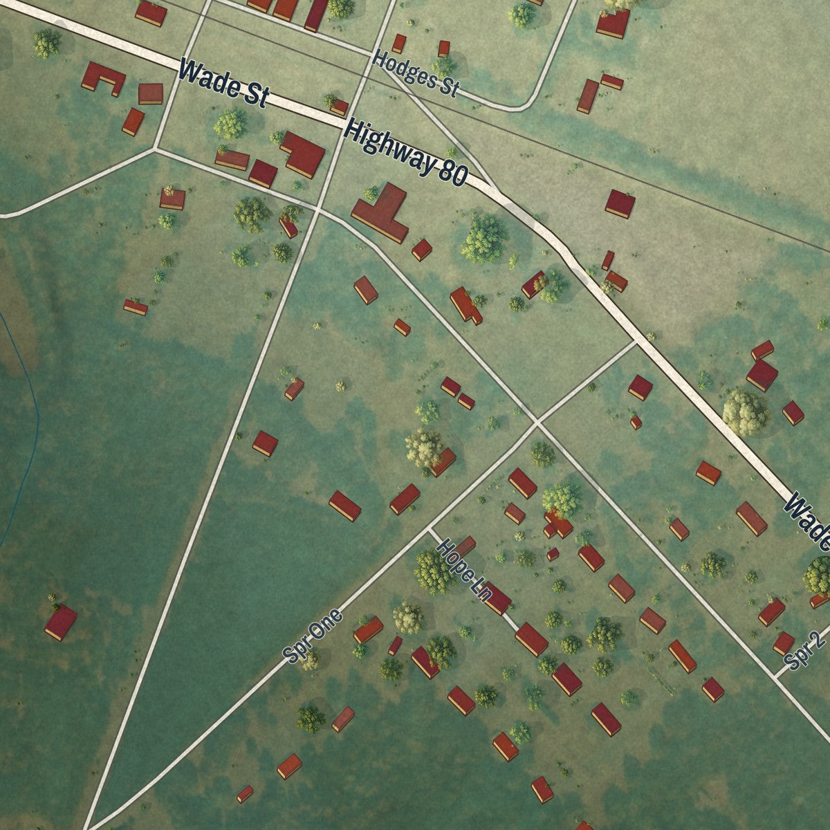 Close-up 1 of the Montrose, Georgia map artwork