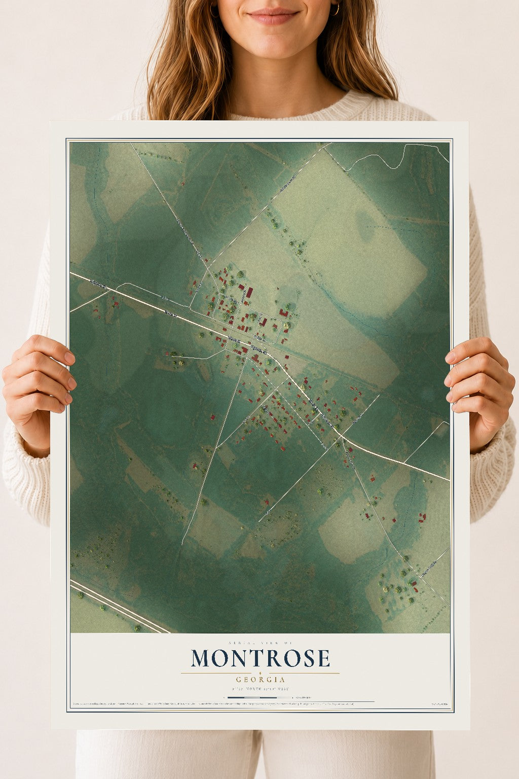 Montrose, Georgia map print, 18" x 24" Archival Matte Print mockup
