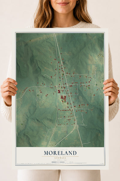 Moreland, Georgia map print, 18" x 24" Archival Matte Print mockup
