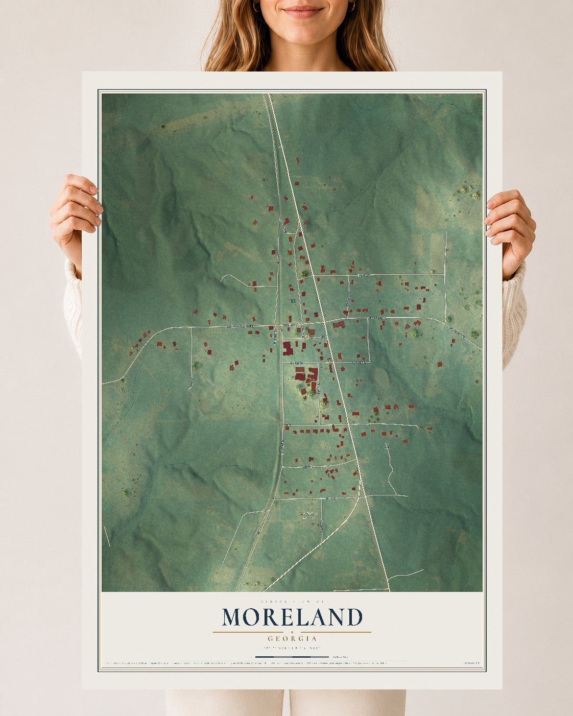 Moreland, Georgia map print, 24" x 36" Archival Matte Print mockup