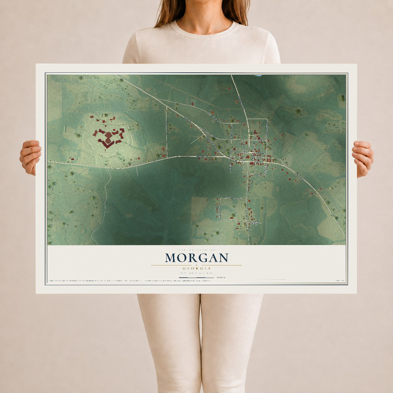 Morgan, Georgia map print, 24" x 36" Archival Matte Print mockup