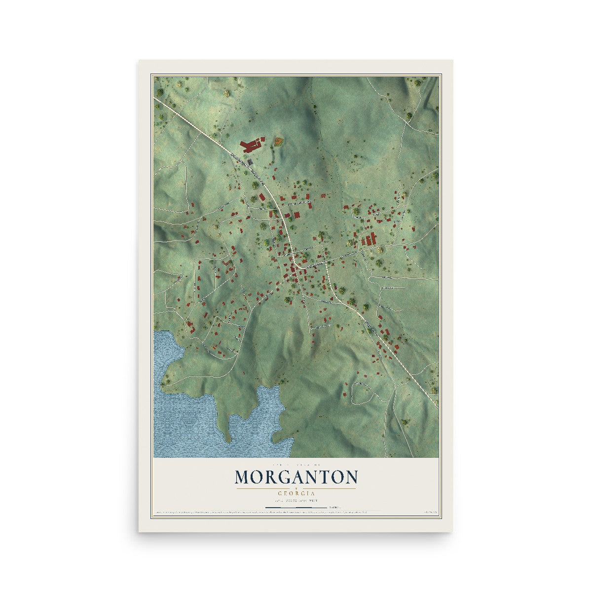 Morganton, Georgia map print, 12" x 18" Archival Matte Print mockup