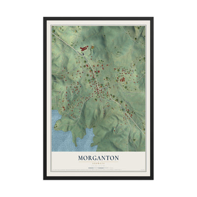 Morganton, Georgia map print, 12" x 18" W/ Black Ayous Wood Frame mockup