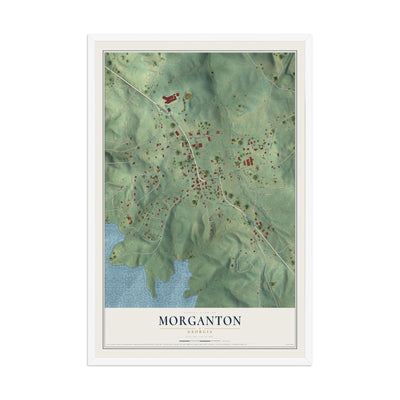 Morganton, Georgia map print, 12" x 18" W/ White Ayous Wood Frame mockup