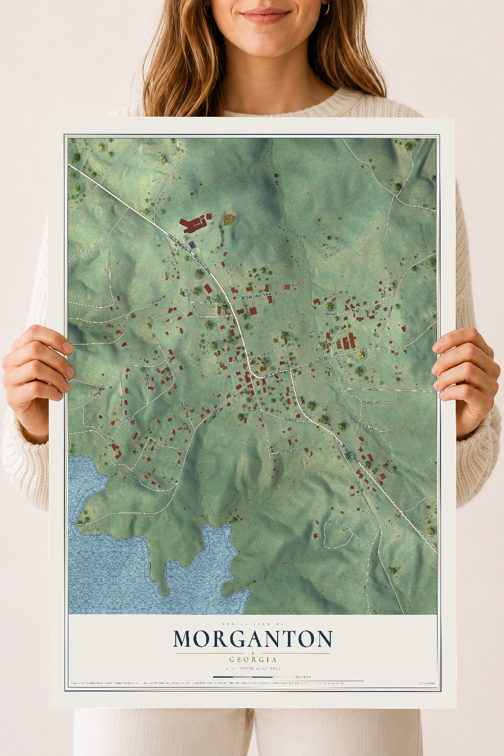 Morganton, Georgia map print, 18" x 24" Archival Matte Print mockup