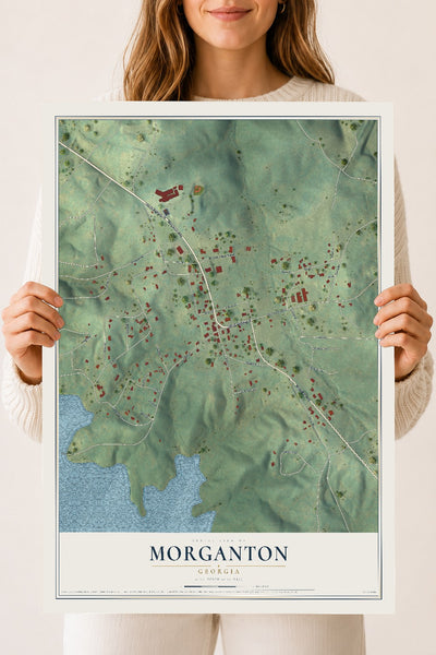 Morganton, Georgia map print, 18" x 24" Archival Matte Print mockup