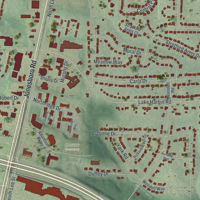 Close-up 1 of the Morrow, Georgia map artwork