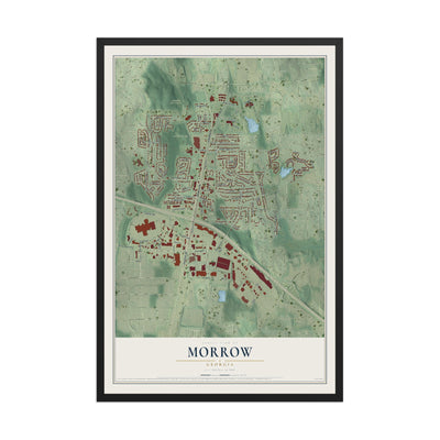 Morrow, Georgia map print, 12" x 18" W/ Black Ayous Wood Frame mockup