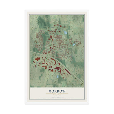 Morrow, Georgia map print, 12" x 18" W/ White Ayous Wood Frame mockup