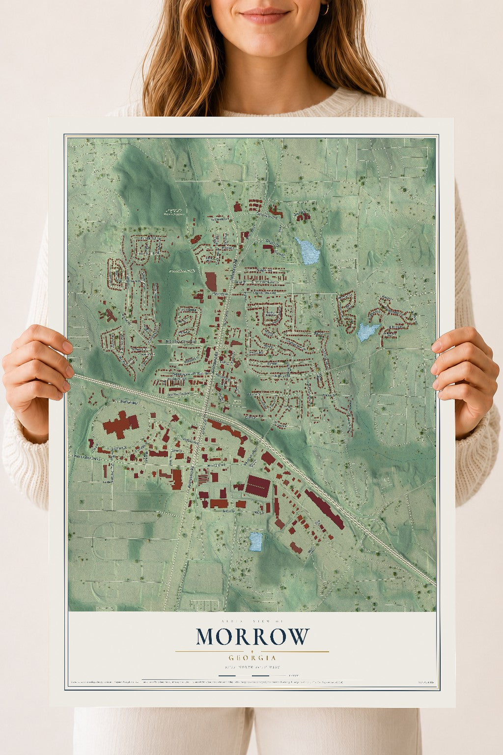 Morrow, Georgia map print, 18" x 24" Archival Matte Print mockup