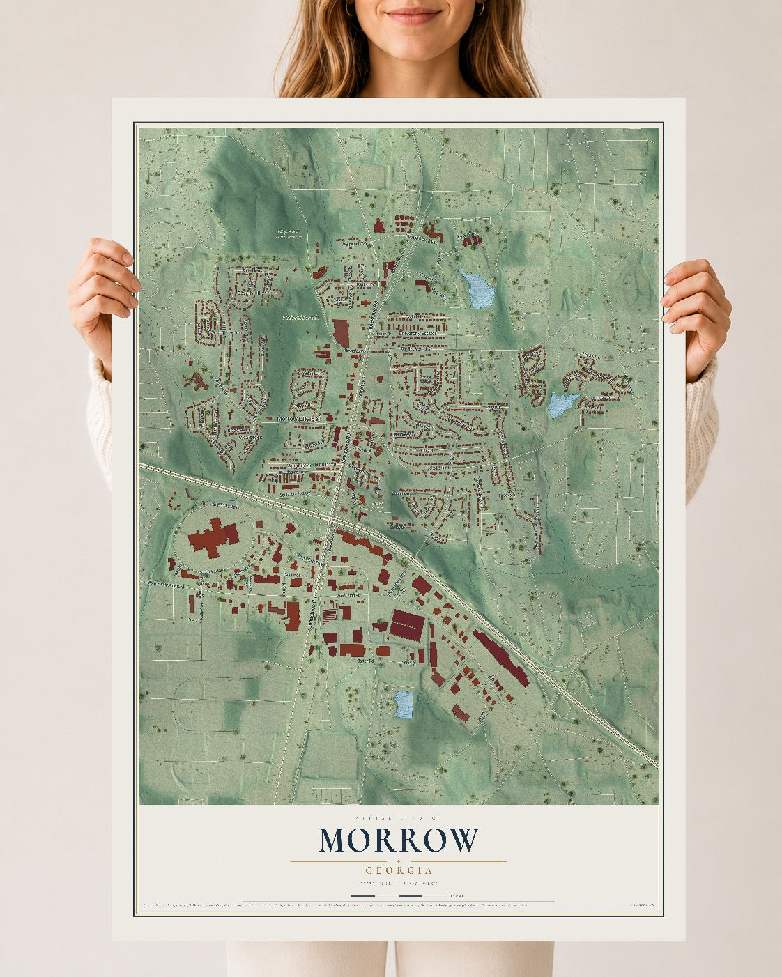 Morrow, Georgia map print, 24" x 36" Archival Matte Print mockup
