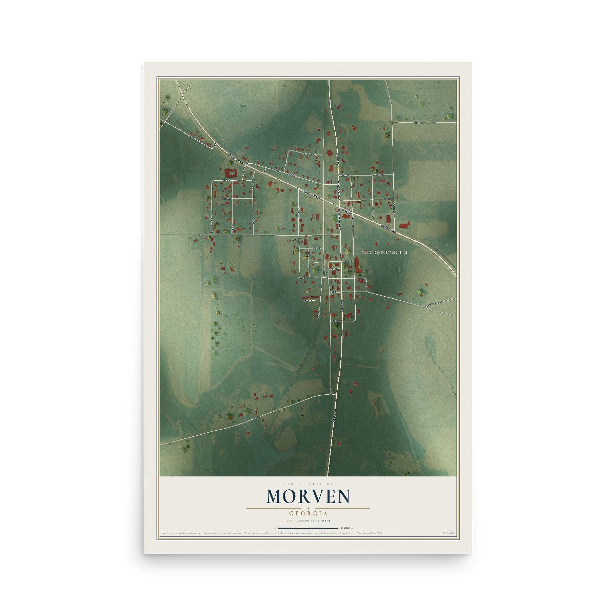 Morven, Georgia map print, 12" x 18" Archival Matte Print mockup