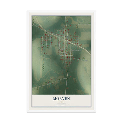 Morven, Georgia map print, 12" x 18" W/ White Ayous Wood Frame mockup