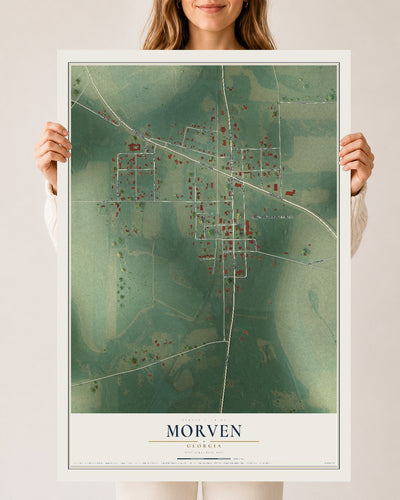 Morven, Georgia map print, 24" x 36" Archival Matte Print mockup