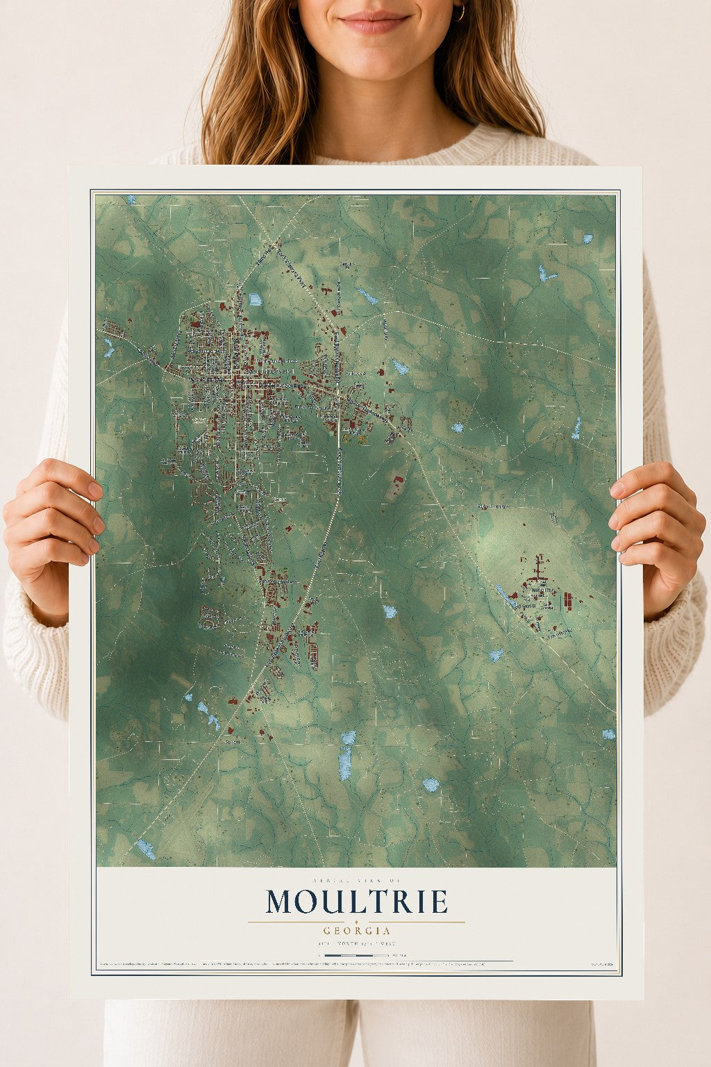 Moultrie, Georgia map print, 18" x 24" Archival Matte Print mockup