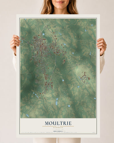 Moultrie, Georgia map print, 24" x 36" Archival Matte Print mockup