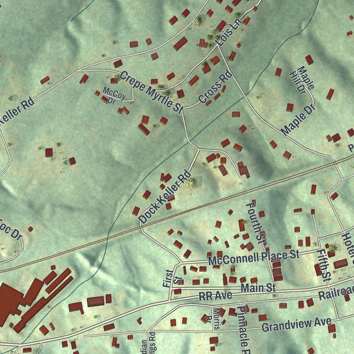 Close-up 1 of the Mount Airy, Georgia map artwork