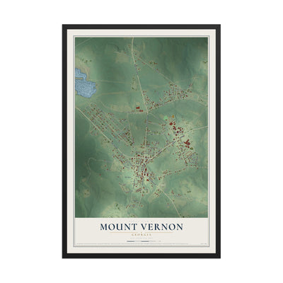Mount Vernon, Georgia map print, 12" x 18" W/ Black Ayous Wood Frame mockup