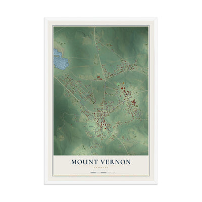 Mount Vernon, Georgia map print, 12" x 18" W/ White Ayous Wood Frame mockup