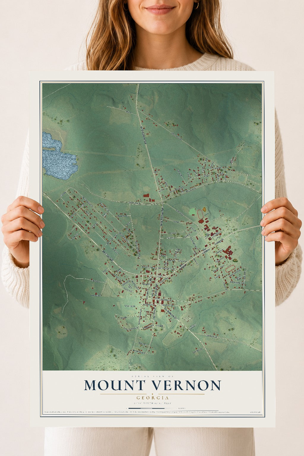 Mount Vernon, Georgia map print, 18" x 24" Archival Matte Print mockup