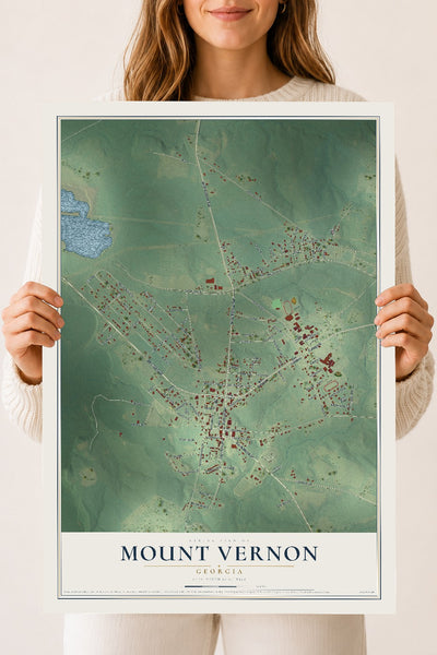 Mount Vernon, Georgia map print, 18" x 24" Archival Matte Print mockup