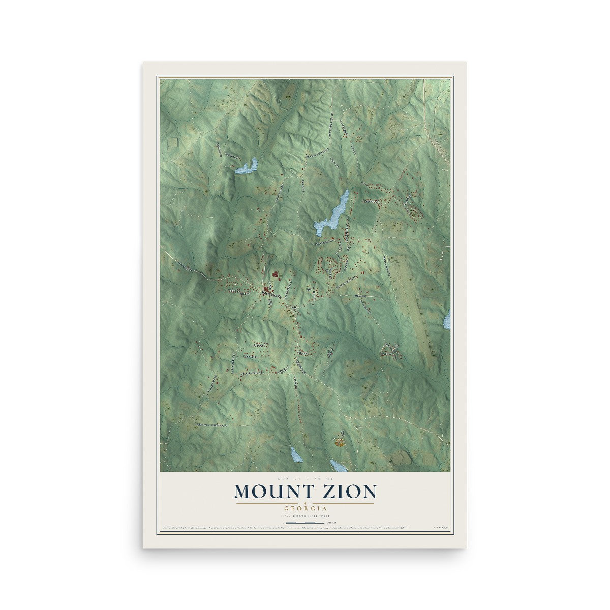 Mount Zion, Georgia map print, 12" x 18" Archival Matte Print mockup