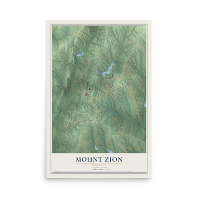 Mount Zion, Georgia map print, 12" x 18" Archival Matte Print mockup