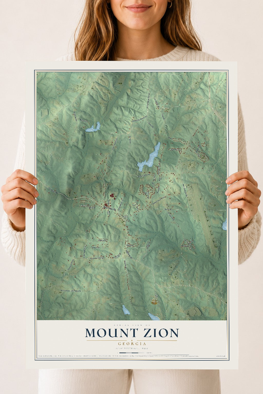 Mount Zion, Georgia map print, 18" x 24" Archival Matte Print mockup