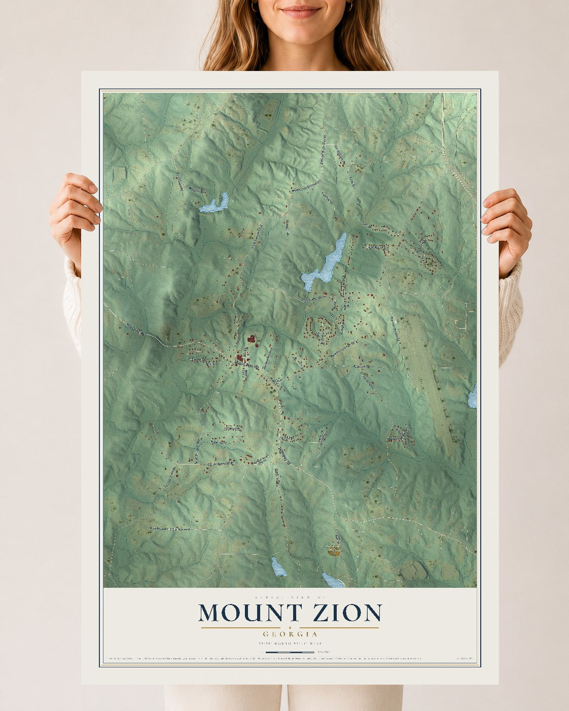 Mount Zion, Georgia map print, 24" x 36" Archival Matte Print mockup