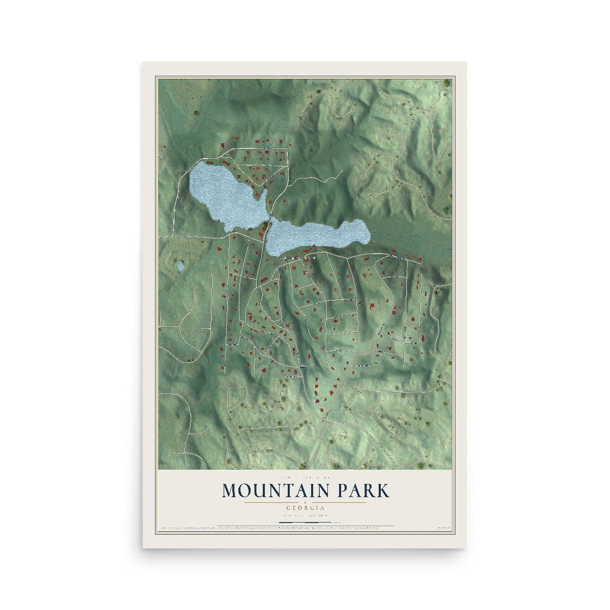 Mountain Park, Georgia map print, 12" x 18" Archival Matte Print mockup