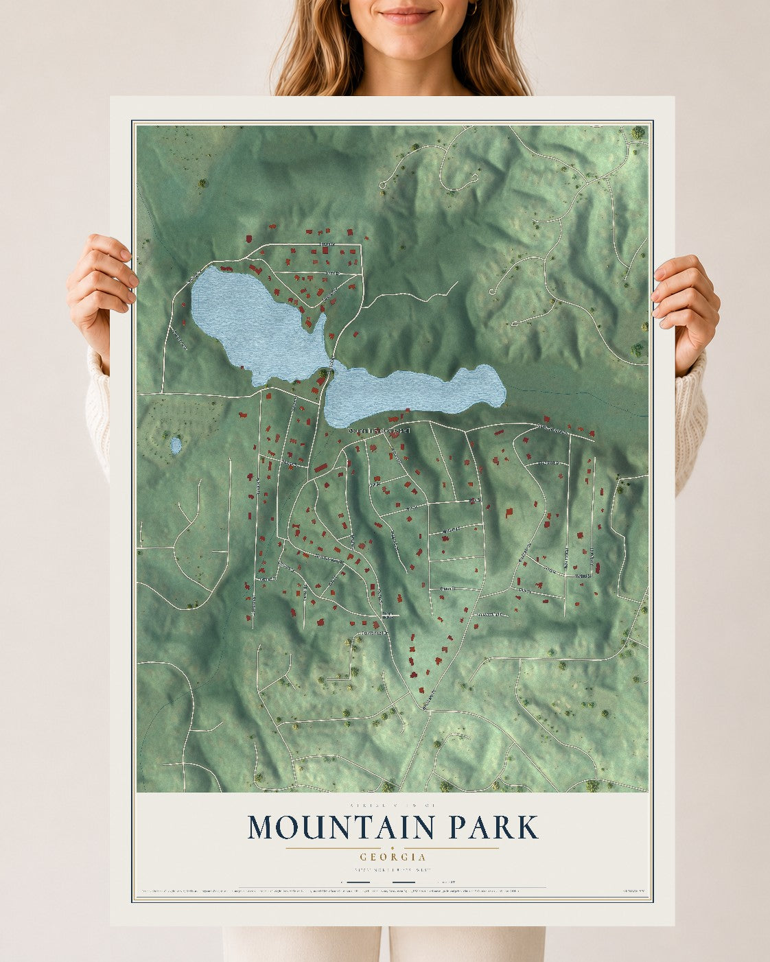 Mountain Park, Georgia map print, 24" x 36" Archival Matte Print mockup