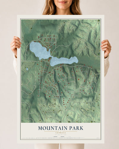 Mountain Park, Georgia map print, 24" x 36" Archival Matte Print mockup