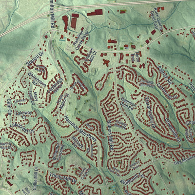 Close-up 1 of the Mulberry, Georgia map artwork