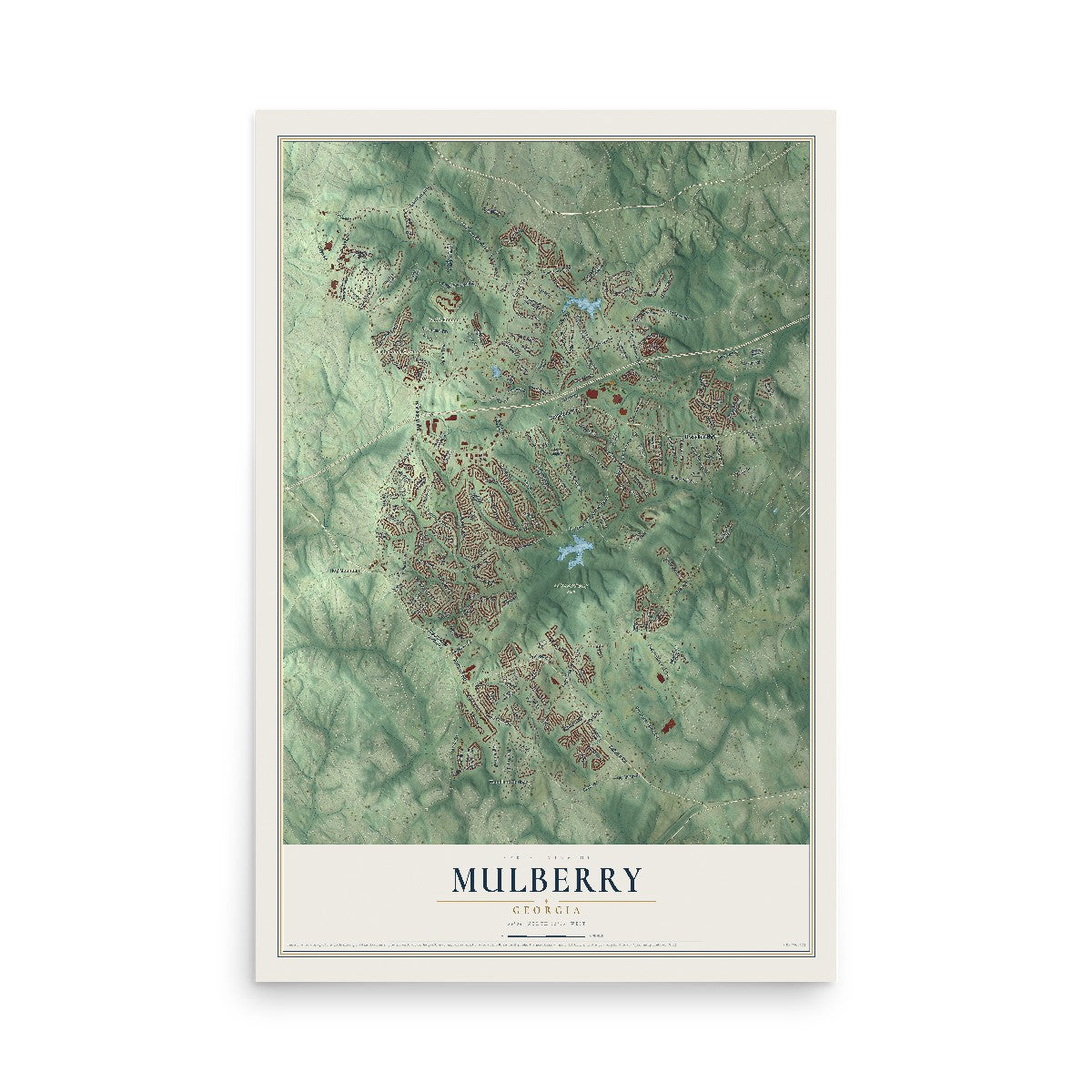 Mulberry, Georgia map print, 12" x 18" Archival Matte Print mockup