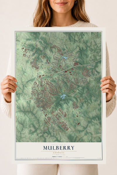 Mulberry, Georgia map print, 18" x 24" Archival Matte Print mockup