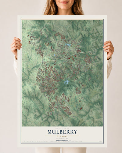 Mulberry, Georgia map print, 24" x 36" Archival Matte Print mockup