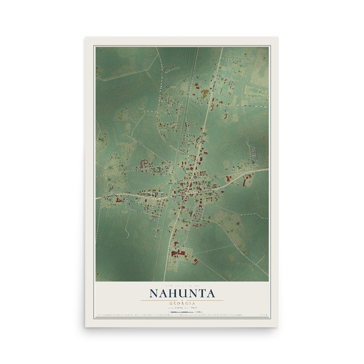 Nahunta, Georgia map print, 12" x 18" Archival Matte Print mockup