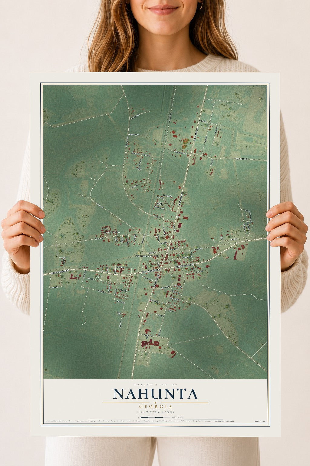 Nahunta, Georgia map print, 18" x 24" Archival Matte Print mockup