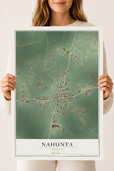 Nahunta, Georgia map print, 18" x 24" Archival Matte Print mockup
