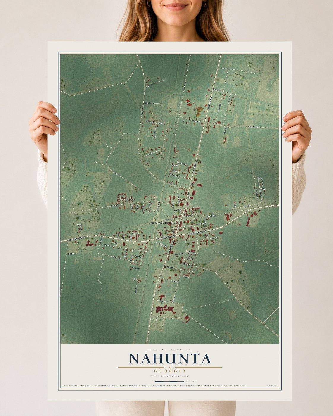 Nahunta, Georgia map print, 24" x 36" Archival Matte Print mockup