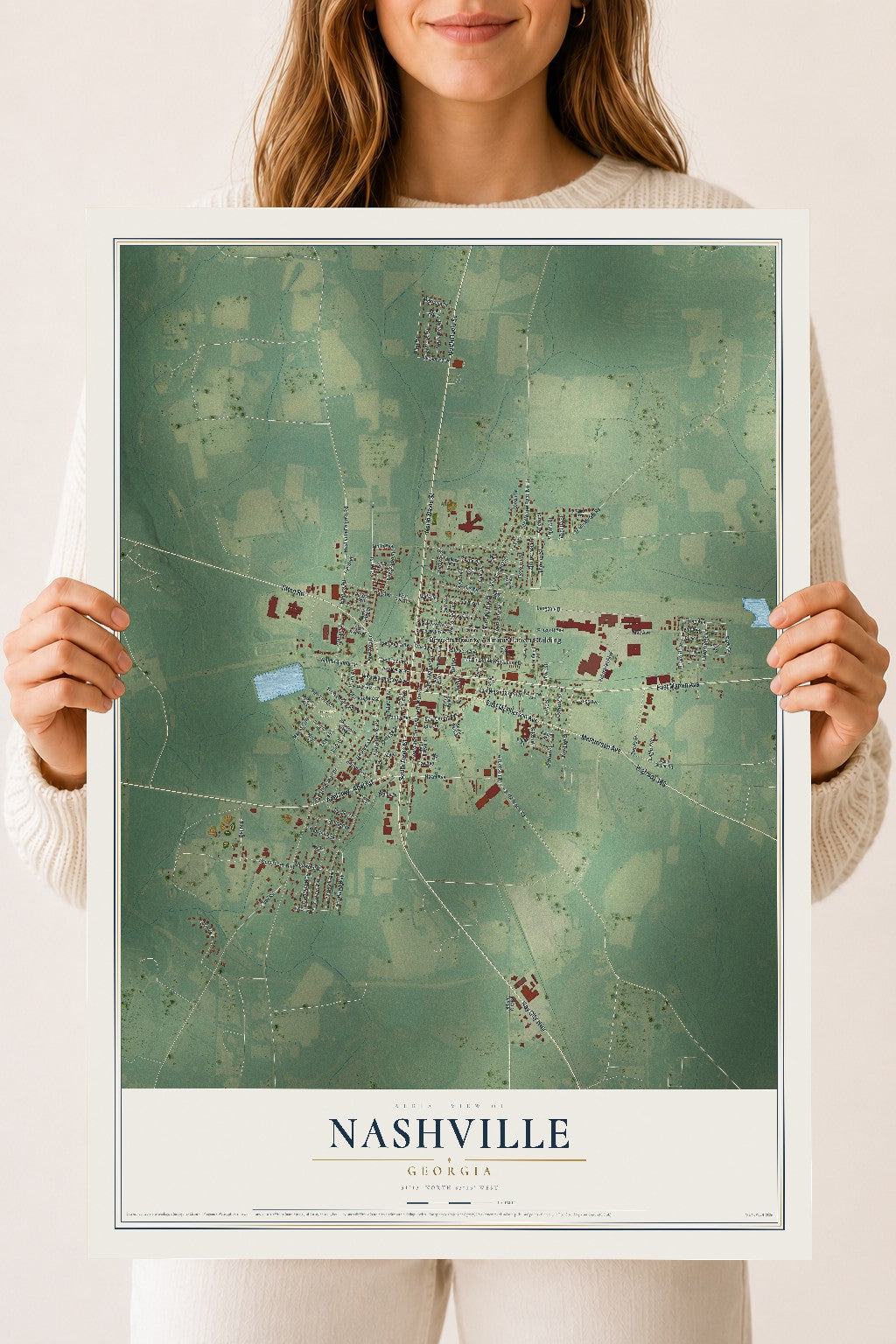 Nashville, Georgia map print, 18" x 24" Archival Matte Print mockup