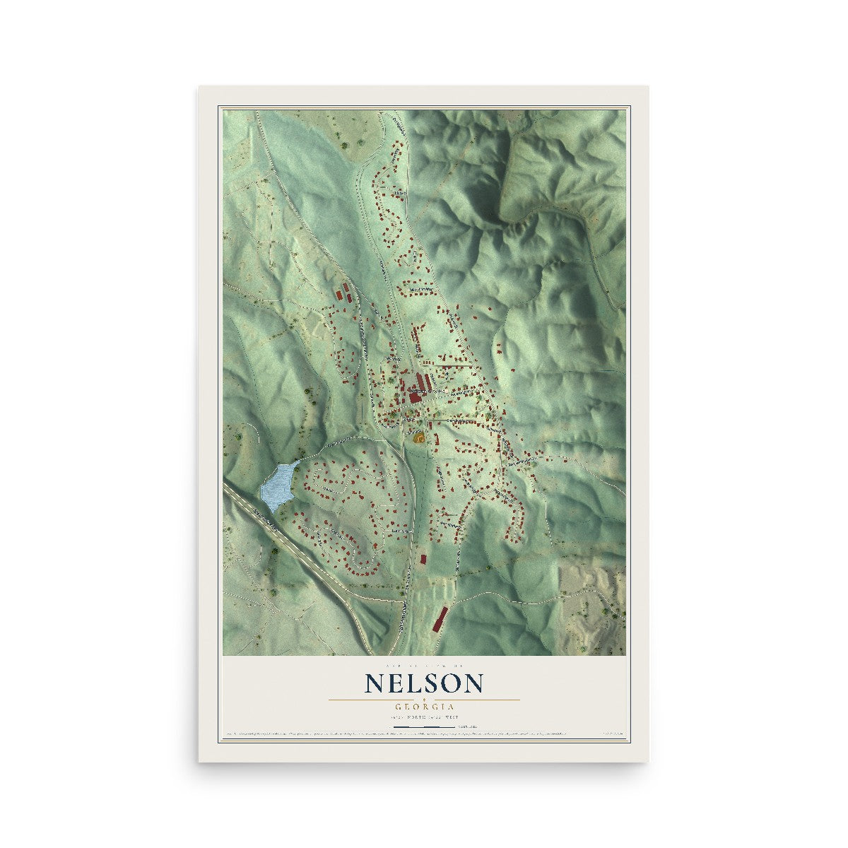 Nelson, Georgia map print, 12" x 18" Archival Matte Print mockup