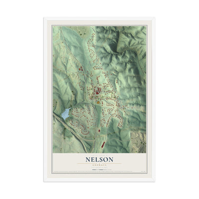 Nelson, Georgia map print, 12" x 18" W/ White Ayous Wood Frame mockup