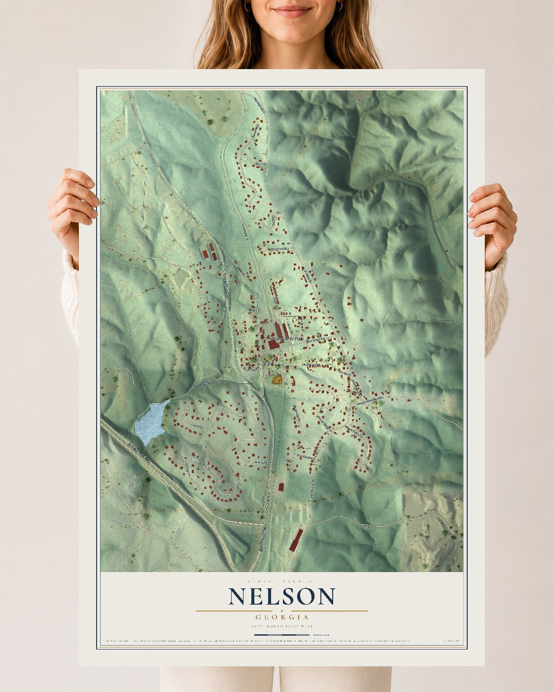 Nelson, Georgia map print, 24" x 36" Archival Matte Print mockup