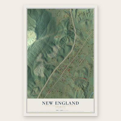 New England, Georgia map print, the full design