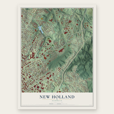 New Holland, Georgia map print, the full design