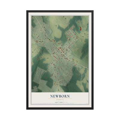 Newborn, Georgia map print, 12" x 18" W/ Black Ayous Wood Frame mockup