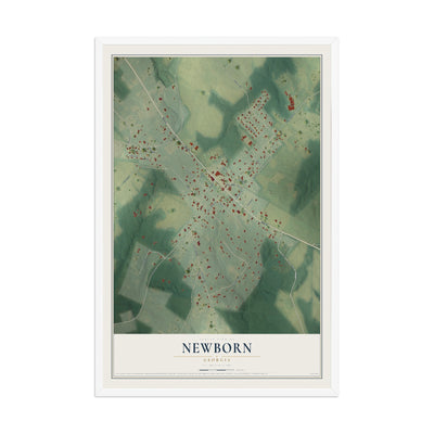 Newborn, Georgia map print, 12" x 18" W/ White Ayous Wood Frame mockup