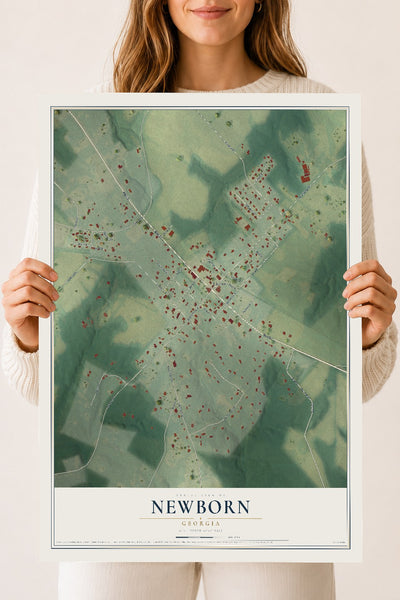 Newborn, Georgia map print, 18" x 24" Archival Matte Print mockup